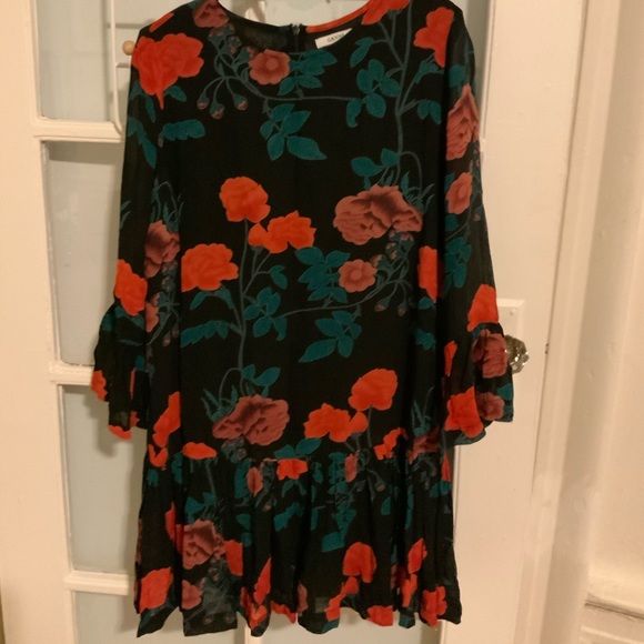 ganni dress orange flowers